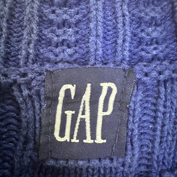 GAP Men's Vintage Blue Chunky Mock Neck Warm Cozy Sweater Size L - Picture 3 of 6